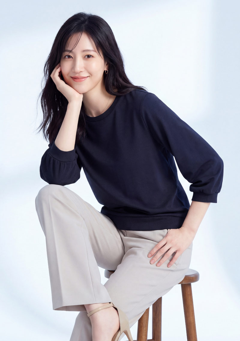 純棉七分泡泡袖上衣