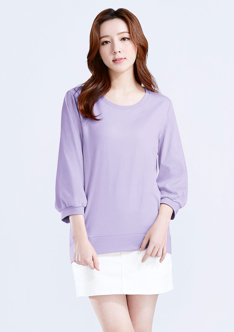 純棉七分泡泡袖上衣