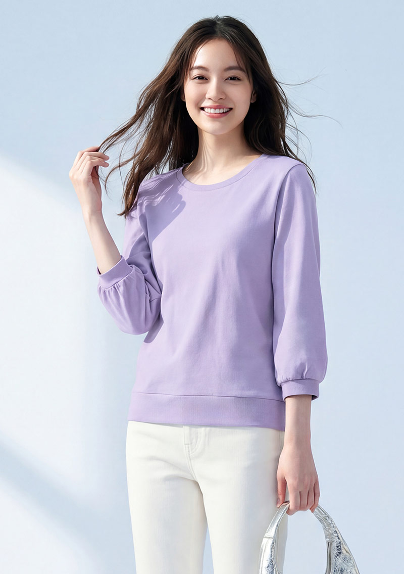 純棉七分泡泡袖上衣