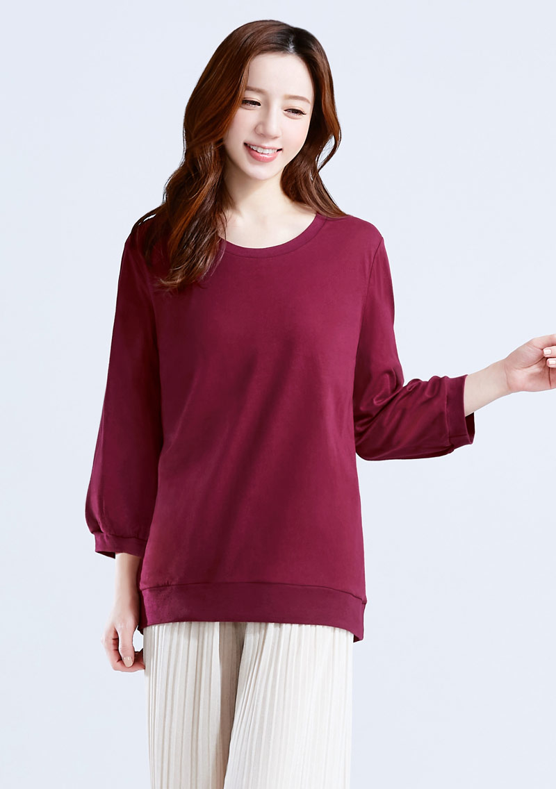 純棉七分泡泡袖上衣