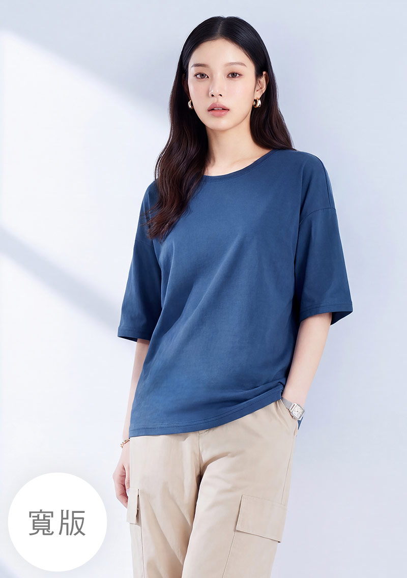 純棉五分袖寬版上衣