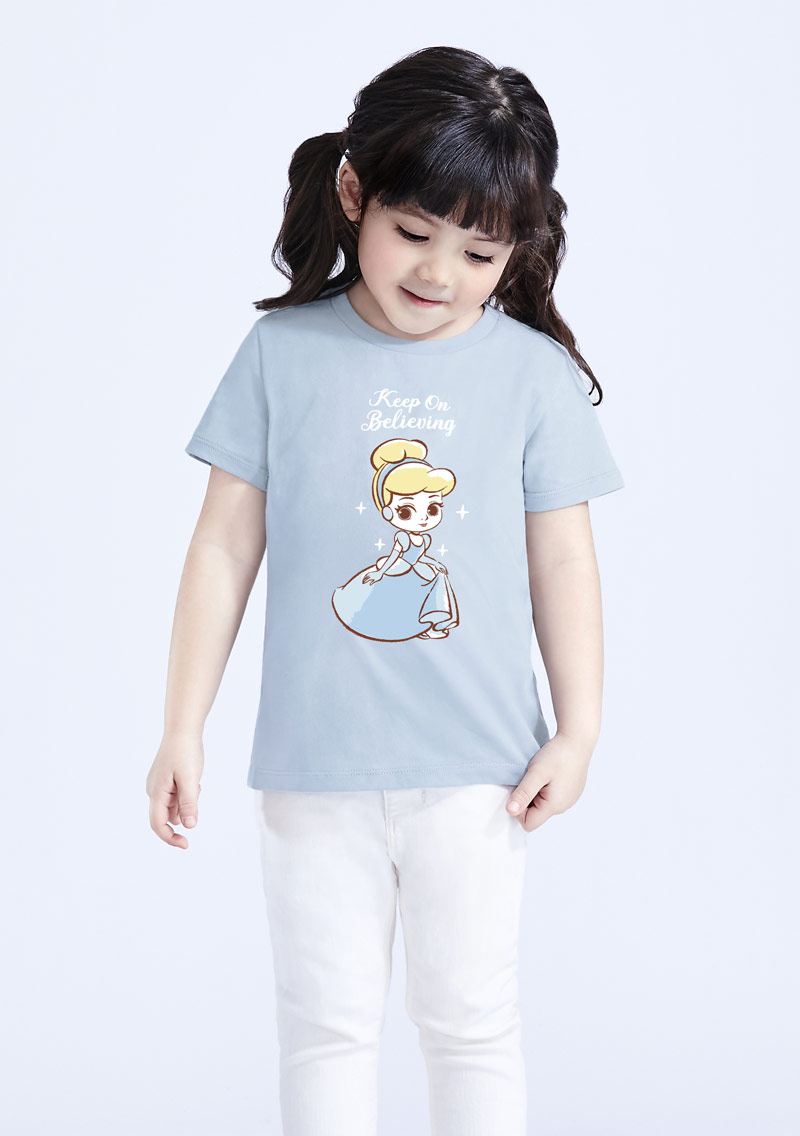 迪士尼公主系列純棉印花T恤-童裝-01