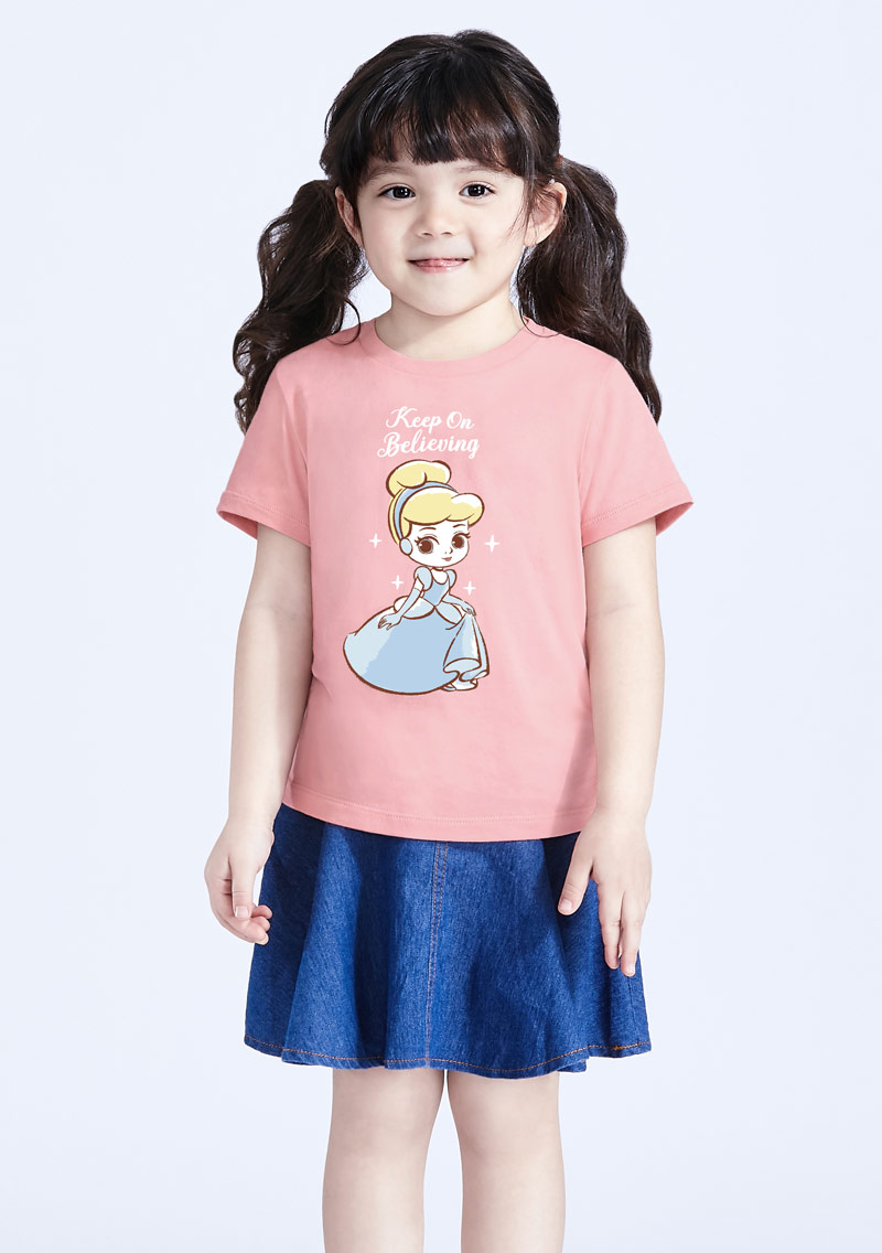 迪士尼公主系列純棉印花T恤-童裝-01
