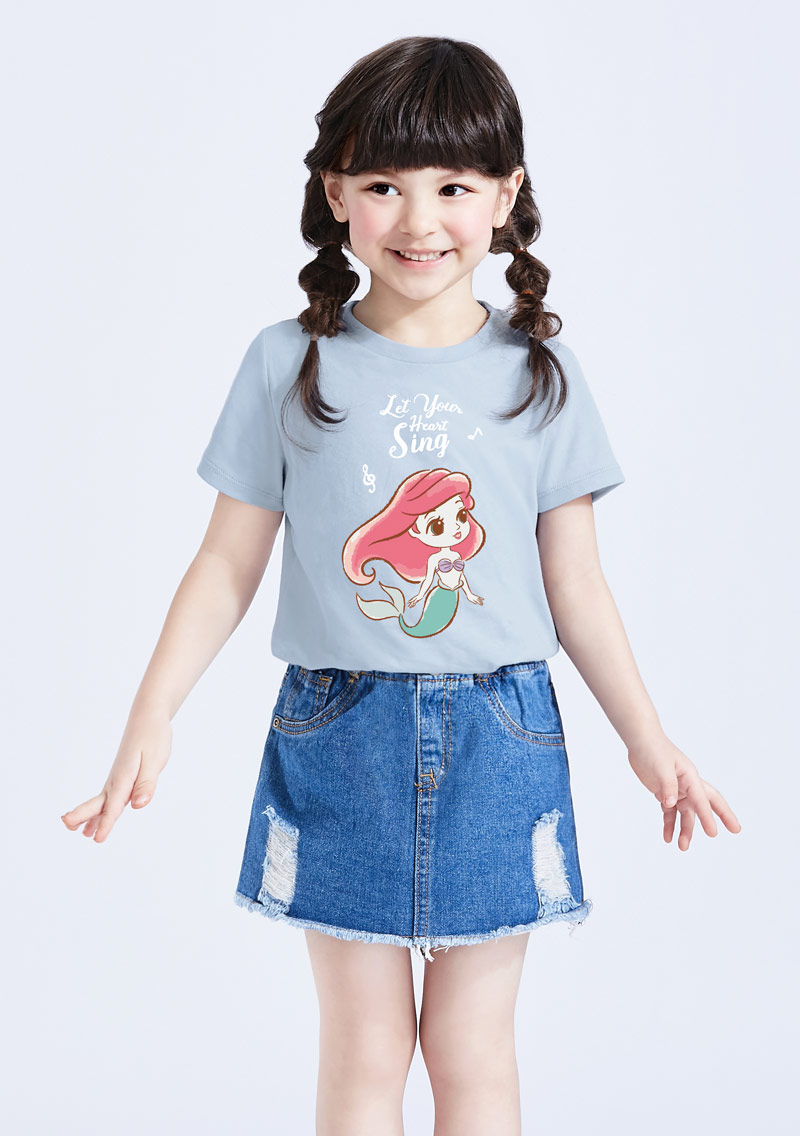 迪士尼公主系列純棉印花T恤-童裝-02