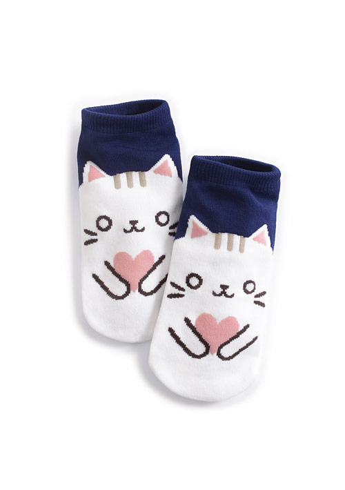 愛心貓咪涼感短襪