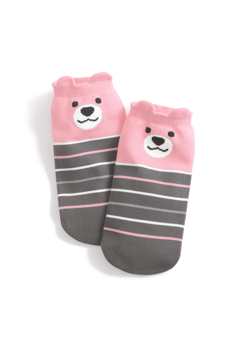 熊熊條紋涼感短襪