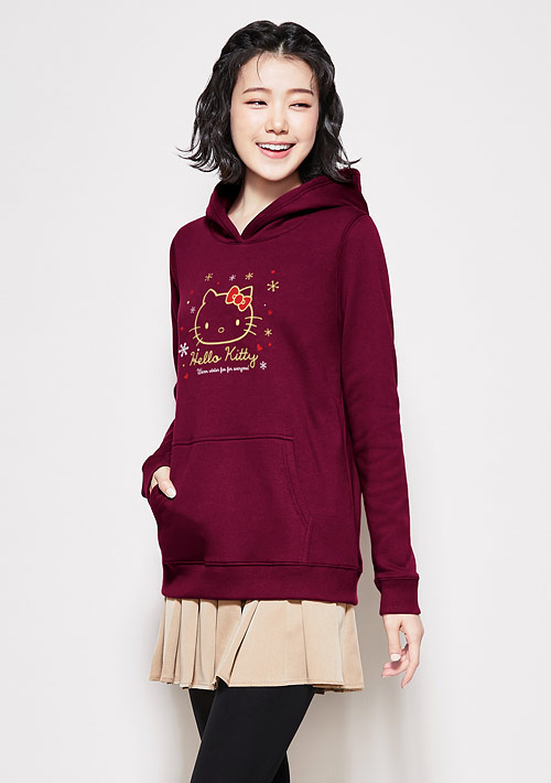 Hello Kitty 刷毛連帽印花大學T-01
