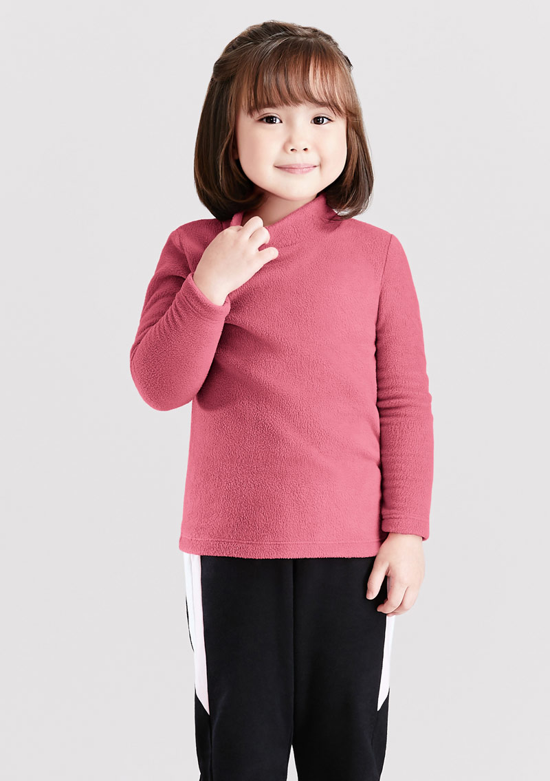 保暖.柔軟.舒適.MIT環保材質-Fleece輕量保暖立領上衣-童裝