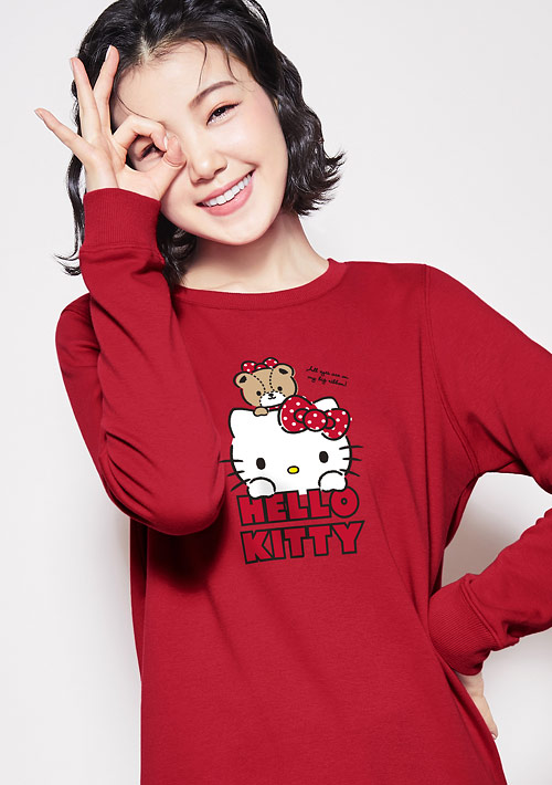 Hello Kitty 刷毛印花大學T-03