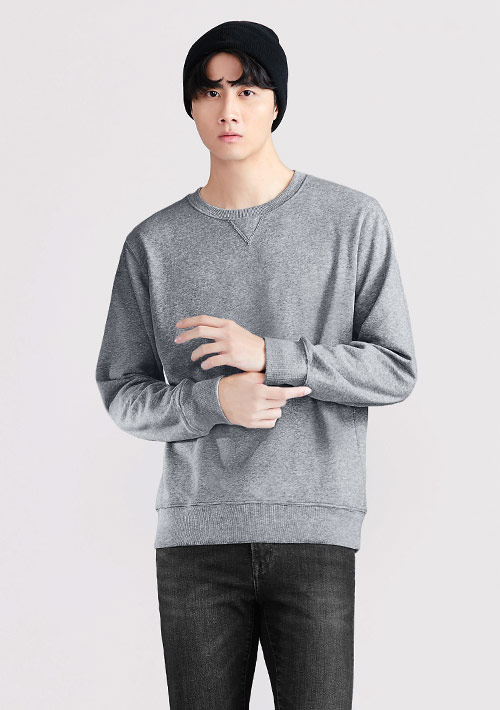 厚棉圓領休閒上衣-男裝