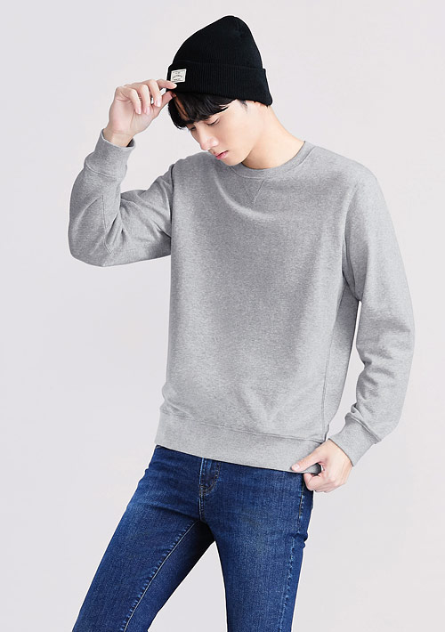 厚棉圓領休閒上衣-男裝