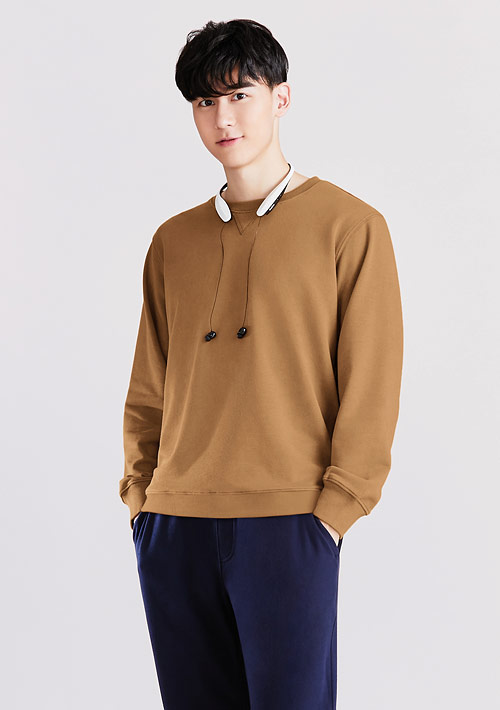 厚棉圓領休閒上衣-男裝