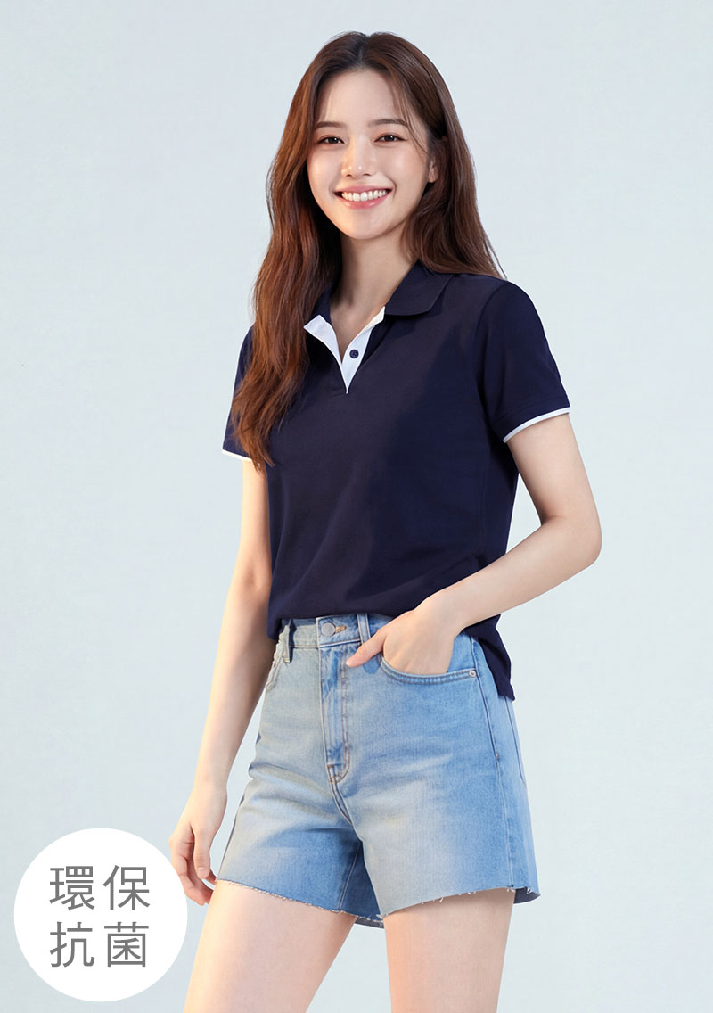 舒適.MIT永續環保材質-抗UV吸排抗菌拼色polo衫