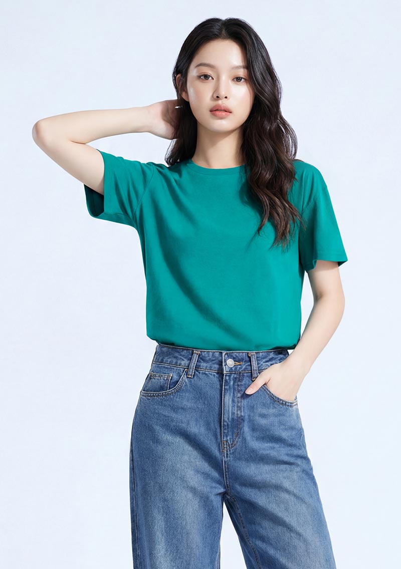 純棉圓領側開衩短上衣